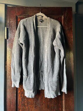 Carbon Light Grey Open Cardigan with Pockets and Hip Slits Size Large